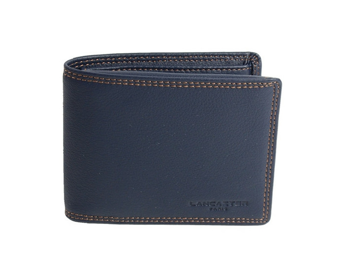Lancaster Soft Vintage Homme Portefeuille 120-11 Bleu Fonce Camel