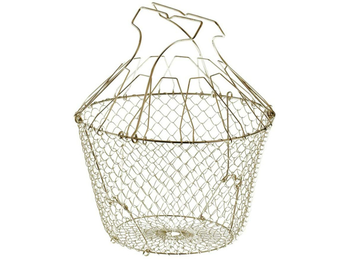 LA BONNE GRAINE - Panier à salade pliant avec raidisseurs - Inox - Rangement facile - Essorage délicat - Ø 22,5 cm