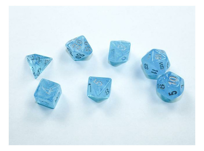 Chessex - 7 dés Luminary™ Mini-Polyhedral Sky/silver