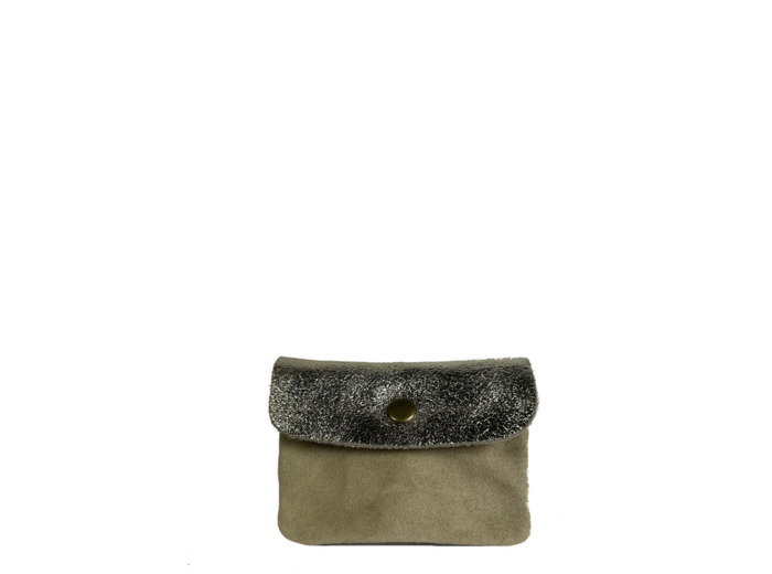 Farfouillette Petit Porte-Monnaie En Daim Naturel / Doré