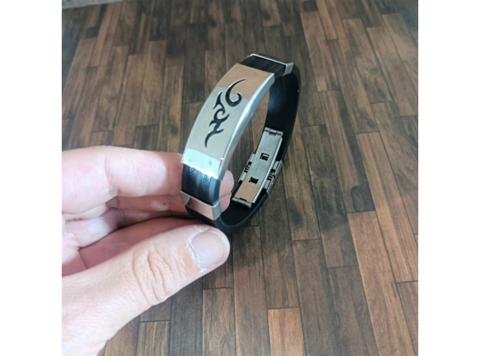 Bracelet homme noir flamme