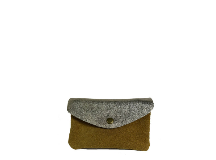 Farfouillette Grand Porte-Monnaie En Daim Camel / Doré