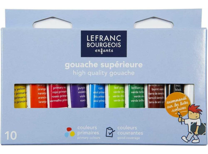 Gouache, étui carton de 10 tubes de 10 ml