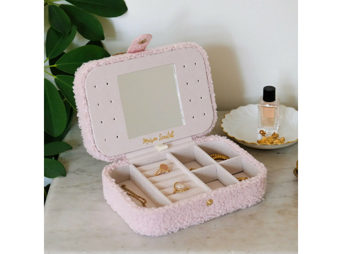 Maison Scarlett Brigitte Boite A Bijoux De Voyage Teddy Moumoute Rose