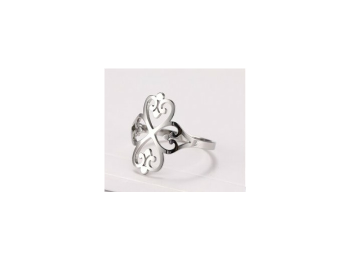Bague en acier inoxydable trèfle à quatre feuilles argenté