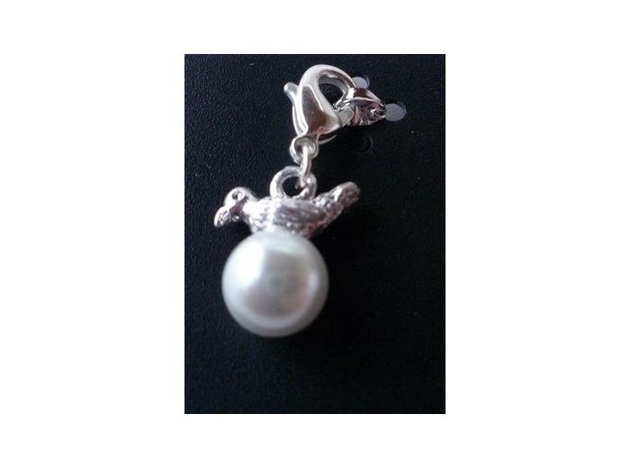 Pendentif petit oiseau sur perle naturel