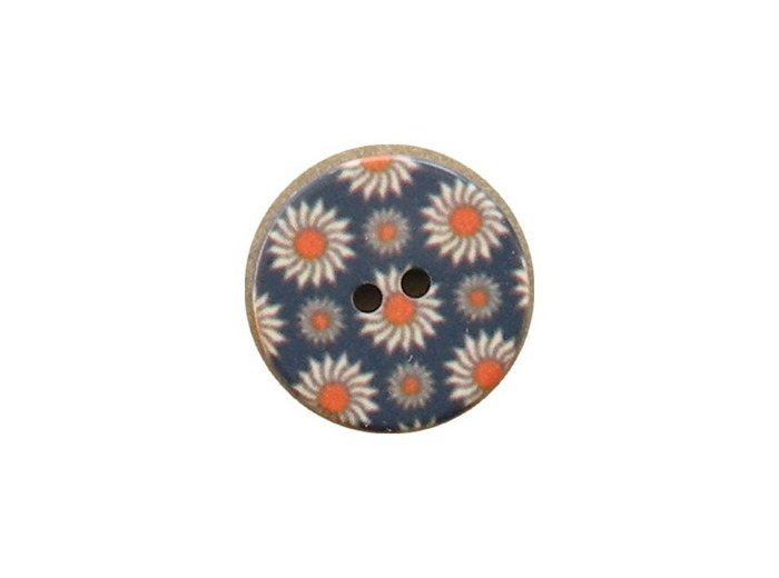 Bouton bleue à fleurs 15 mm