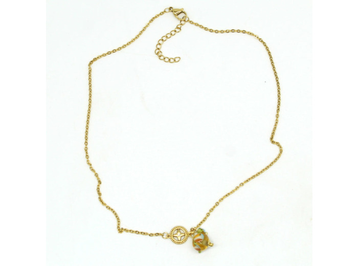 Collier ras de cou intercalaire cristal perle Murano Salvia