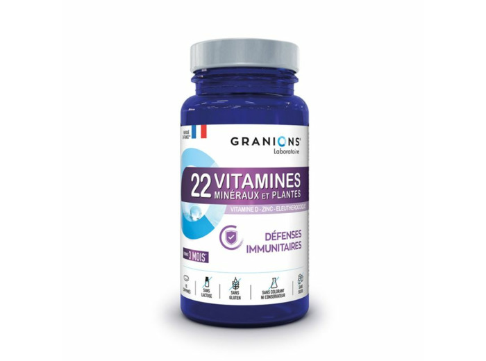 22 vitamines minéraux et plantes 90 comprimés Granions
