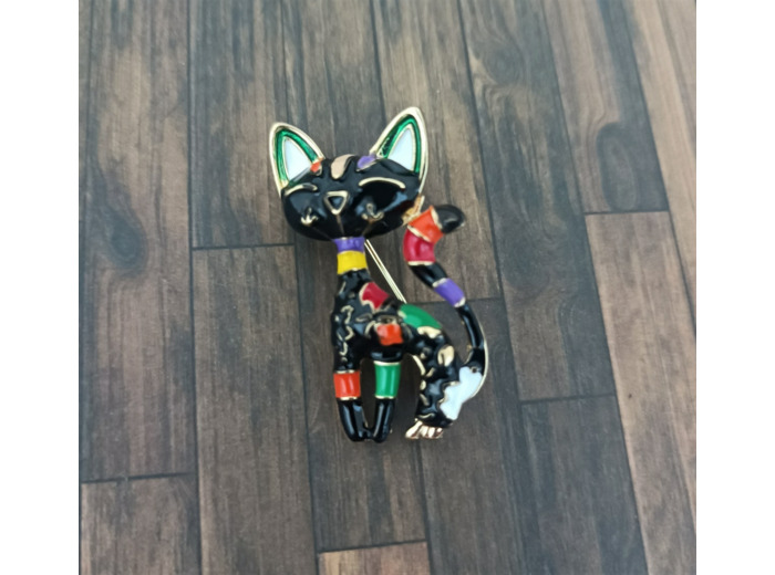 Broche chat émaillée