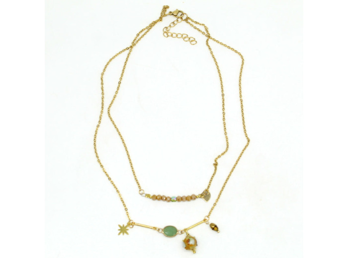 Collier ras de cou double rang Salvia
