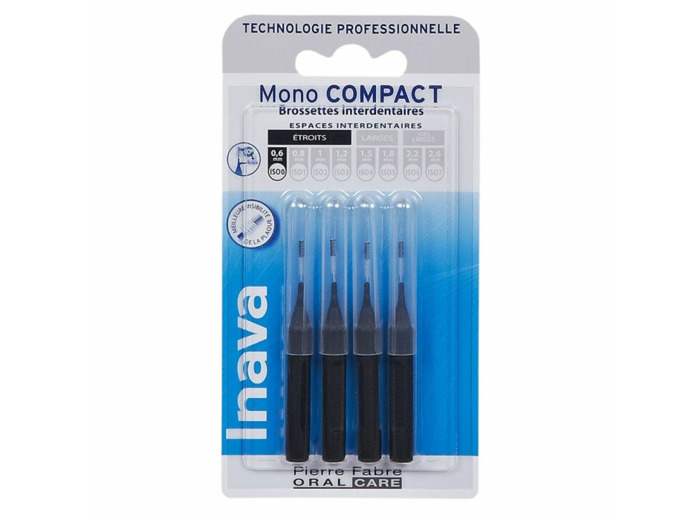 Brossettes Interdentaires 0.6mm Noir X4 Mono Compact Inava