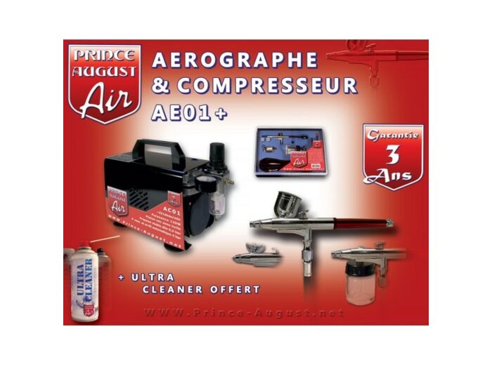 AE01+ Ensemble Aérographe Compresseur + Ultra Cleaner