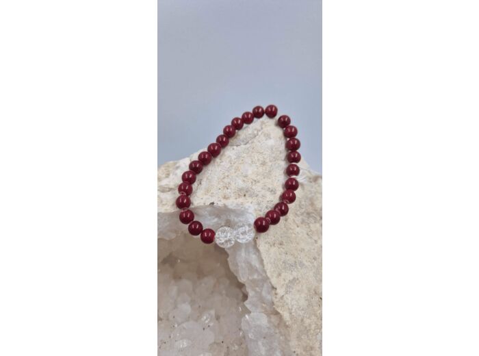 Bracelet perle rouge et cristal de roche OLPA916