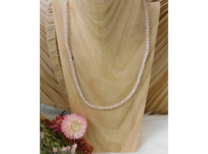 COLLIER QUARTZ ROSE FACETTÉ