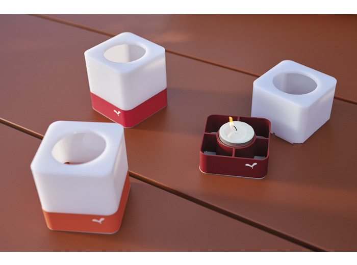 Lot de 3 photophores CUUB H8 - Piment/Capucine/Rose praline