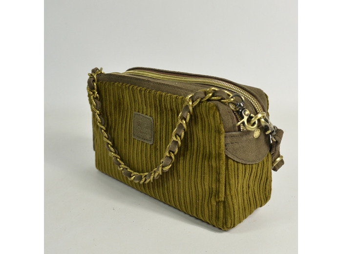 Mila Louise Mama XS VFR1 Petit Sac Trotteur Velours Fumé Kaki