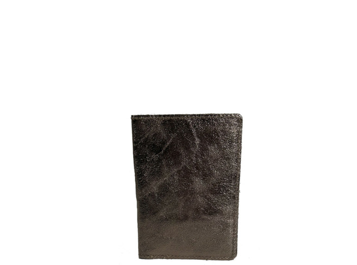 Farfouillette Porte-Papiers Vertical En Cuir Effet Froissé Brillant Taupe