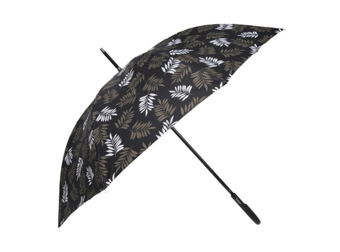 Isotoner Parapluie Canne Auto Feuille Kaki