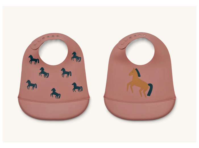 Lot de 2 bavoirs silicone cheval