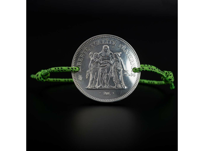 Bracelet cordon et pièce 50 francs