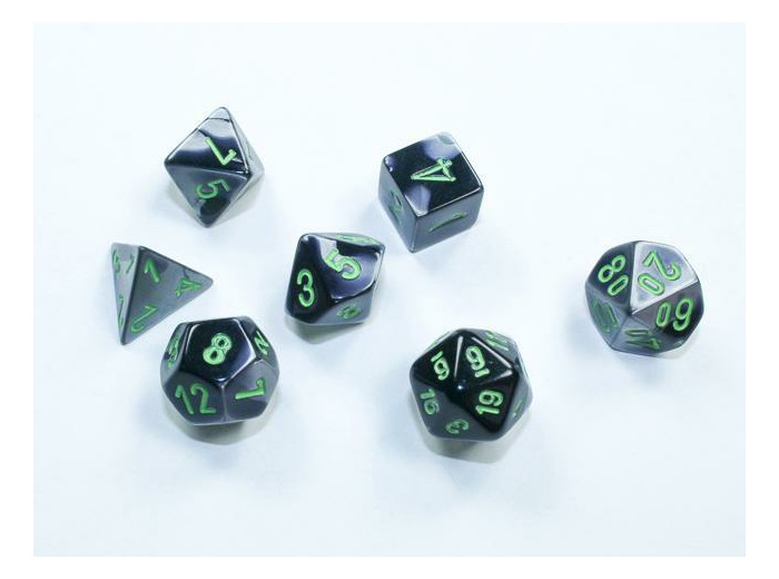 Chessex - 7 dés Gemini® Mini-Polyhedral Back-Grey/green