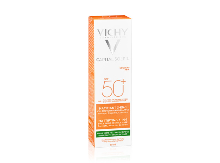 Creme Solaire Visage Matifiante 3en1 Argile Verte Spf50+ 50ml Capital Soleil Vichy