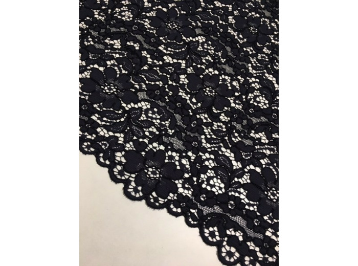 Tissu dentelle guipure viscose coton Marine