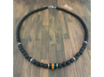 Collier homme pierre de lave/agate noire