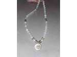 Mala en perles d'aigue marine 6mm fleur de lotus