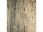 Tour de cou turquoise/blanc soleil doré