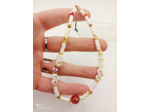 Bijou de portable blanc/doré/rouge "JE T'AIME MAMAN"