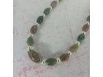Collier agate indienne et sa perle sacrée du Tibet