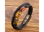 Bracelet cuir et 3 pierres naturelles