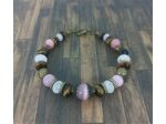 Bracelet en perles naturelles rose/bronze