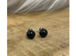 Puce d'oreilles Onyx argent