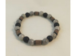 Bracelet bois / labradorite / agate noire