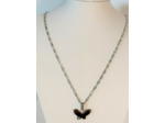 Pendentif papillon avec pierre argenté