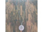Pendentif quartz rose arbre de vie argenté