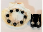 Parure 2 pcs noir/blanc/doré