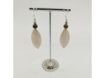Boucles d'oreilles en perles de nacre blanc/marron/vert