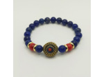 Bracelet lapis lazuli/jade rouge, perle tibétaine