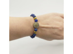 Bracelet lapis lazuli/hématite, perle tibétaine