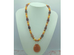 Collier aventurine orange/agate/perles de nacre colorées