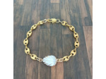 Bracelet acier inox doré et feuille nacre/doré 2