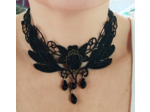Tour de cou dentelle noir avec rose