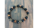 Bracelet homme agate noire/hématite