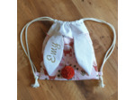Sac à dos Pochon pour enfant, modèle blanc et terracotta, petite biche rose