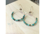 Boucles d'oreilles façon créoles en gold filled, pierres gemmes jaspe africain