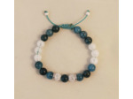 Bracelet ajustable apatite bleu / cristal de roche craquelé